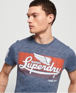 Superdry Icarus Mid Weight Férfi Pólók Kék | TULFA4015